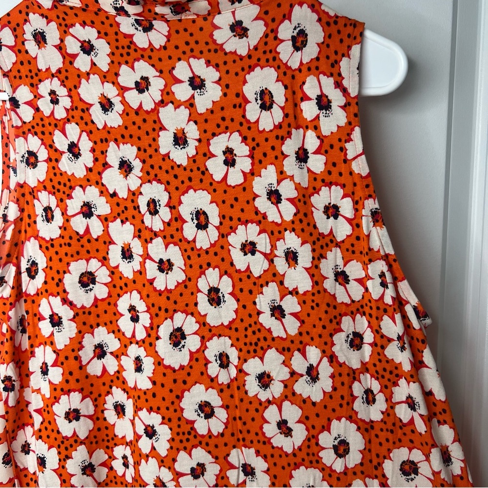 LOFT Floral Ruffle Blouse - Orange and White / Size Medium Petite - Picture 8 of 12